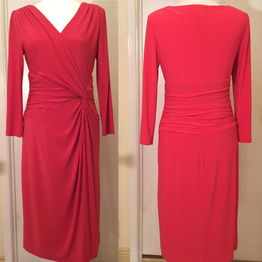 Faux Wrap V-neck Dress - Lauren by Ralph Lauren